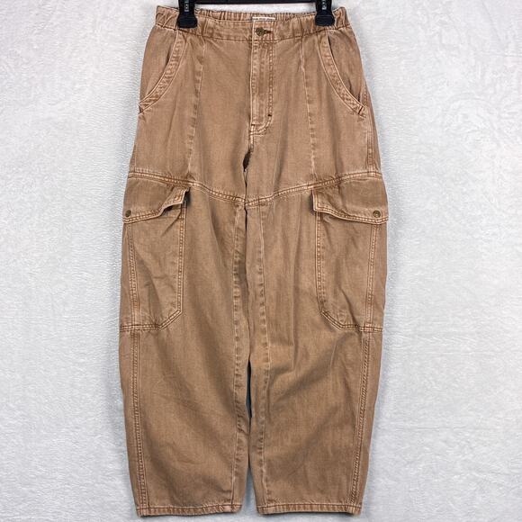 We The Free All Star Pull On Jeans Women S Tan Baggy Cargo Slouchy Boho Festival - Picture 1 of 12